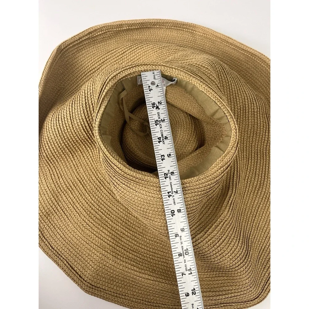 Trina Turk Palmas‎ Oversized Sun Hat OS NWOT Pink Ribbon Tan Floppy Resort Beach